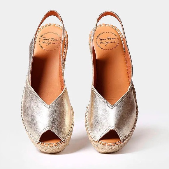 Toni Pons Shoes - Toni Pons Bernie-P Platinum Peep Toe Espadrilles NWOB sz: 9